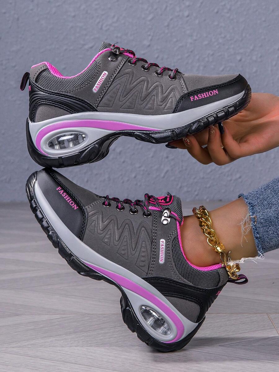 Plus Size Women's Air Cushion Casual Lightweight Athletic Sneakers, Grey - Grey - View 1