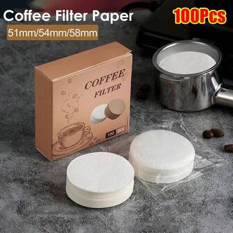 100 Piezas Papel de filtro de café universal de 51/53/58 mm Papeles de filtro de agua secundarios desechables Accesorios de portafiltros de espresso Herramientas de barista