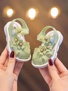 Toddler Girls' Sandals, Summer Baby Infant Closed Toe Sandals, Fashion Soft Bottom Hook And Loop Shoes - Green - View 5