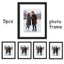5个黑色优雅5x7英寸相框，适合展示情侣照片，可横向或纵向放置于平面上，精美的家居装饰品，送给女朋友的绝佳礼物，情人节纪念品 - 黑色 - 查看 4