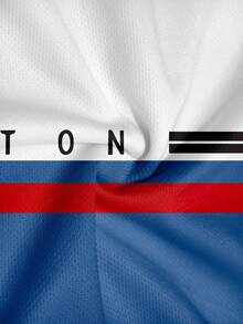 男士印花短袖T恤短裤套装，简约时尚，适合夏季穿着 - 藍色 - 查看 5