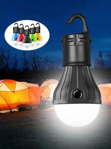 Lampe de camping portable Mini ampoule LED Lampe de secours 3 modes d'éclairage Lumière de travail de nuit extérieure Lampe suspendue de tente avec crochets (noir, rouge, bleu, vert, jaune)