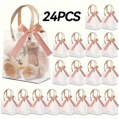 Kurdeleli 24 Adet Şeffaf Alışveriş Çantası, Kelebek Festivali Hediye Çantaları, Doğum Günü, Nedime Favori Şekerlemeleri İçin Plastik Hediye Çantaları, Sevgililer Günü, Doğum Günleri, Düğünler, Yıldönümleri, Anneler Günü Alışveriş Çantaları İçin Mükemmel, Nedime Favori Düğün Şekerlemeleri Ambalajı