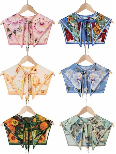 1 adet Fransız Retro İnci Kolye Resim Tarzı Kravat Şal