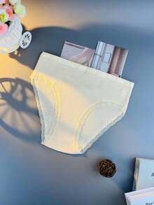 20-Pack Elegant Lace Solid Color Panties - High-Waisted Tummy Control, Knit Fabric, Full Coverage Comfort Fit, Soft And Breathable, Everyday Wear SolidColors, Classic Brief Style, Spring/Winter Clothing (6 Colors Random Delivery) - Nhiều màu - Xem 8