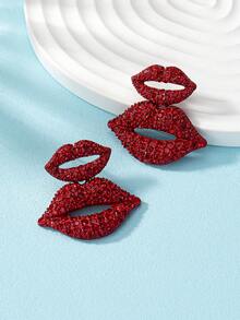 1 par de pendientes de botón con forma de labios de aleación para el Día de San Valentín, pendientes personalizados para uso diario, pendientes populares - Pendientes de labios para San Valentín - Ver 4