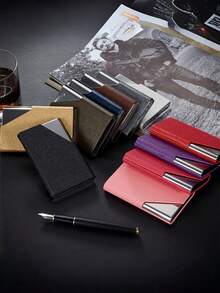 1pc Multi-Color Business Card Holder - Portable And Wear-Resistant Card Storage Box, Suitable For Business Negotiations In The Workplace, Exchanging Business Cards At Social Events, Organizing Office Desks (Desks, Filing Cabinets, Handbags), Carrying During Business Trips, New Employee Onboarding Equipment, Daily Social Storage, Meeting Occasion Supplies, And Business Gift Matching - Bevel Business Card Box - View 2