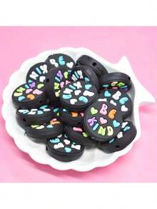 5/10/15颗“善待他人”标语装饰珠 - 彩色心形可爱配饰，适合DIY珠宝制作 - 塑料材质