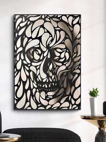 1 buc. Artă vizuală 3D cu craniu fără ramă, postere decorative de perete cu craniu. Potrivit pentru decor modern al casei, material pânză impermeabilă de înaltă calitate, decor de perete simplu, potrivit pentru decorul camerei, decorul dormitorului, decorul băii, căminului, biroului, holului, cadou. Decor de cameră și artă murală la modă.
