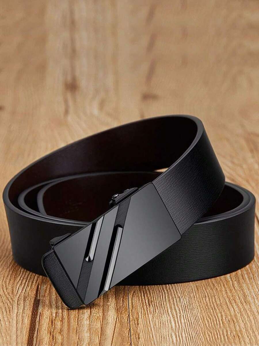 1pc Men's Belt, Fashionable & Versatile Black/Leisure & Business Gold/Youth & Middle-Aged Silver Belt, Suitable For Daily Life, As A Gift For Boyfriends And Elders Summer, School Fall, Autumn, Halloween Autumn-Winter Accessories,Suitable For Teens, Youth,Men,Casual, Outdoor, Athletic, Vacation, Graduation Gifts, Birthday, Daily Wear Polyurethane(PU) Metal - 黑色 - 查看 1