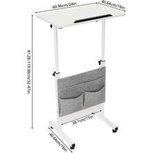 Mobile Standing Desk, Lectern With Wheels, Podium Stand Height Adjustable, Mobile Desk Workstation, Rolling Desk Rolling Computer Cart Laptop Desk Laptop Cart - 白色 - 查看 2
