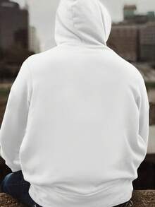 Plus Size Patterned Hoodie - Casual Oversized Pullover With Kangaroo Pocket, Polyester Blend, Washable - Choice Autumn And Winter Z0KB - White - View 2