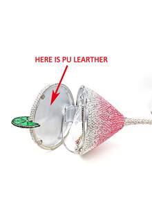 Folo水晶手拿包鸡尾酒杯设计晚宴包，紫色/金色/粉色/蓝色全水晶新娘手提包，女士手工钻石晚宴手拿包，新款水晶钱包水钻包，适合晚宴和舞会活动，精美礼盒包装（无法装下手机） - 粉色 - 查看 7