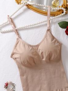 Body modellante sexy con cinghie, rassoda e controlla il ventre, guaina modellante per il postparto, adatto alle donne da indossare con un vestito - Albicocca - Visualizzare 2