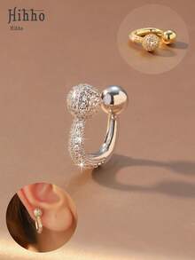 1pc Luxury Sparkling Earphone-Shaped Earclip, Fashionable Jewelry Accessory For Women, Suitable For Daily Wear, Gatherings And Parties