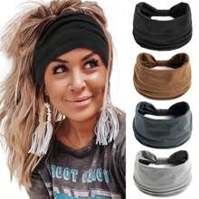 4 Pieces Moisture Wicking Women Wide Headbands For Workout Yoga Running Cycling And Basketball - Elastic Sweat - Nhiều màu - Xem 1