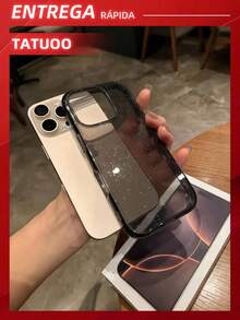 1 Piece Glitter Clear Phone Case, Drop-Proof And Durable, Compatible With Apple 16/16Pro/16Plus/16ProMax - 透黑色 - 查看 6