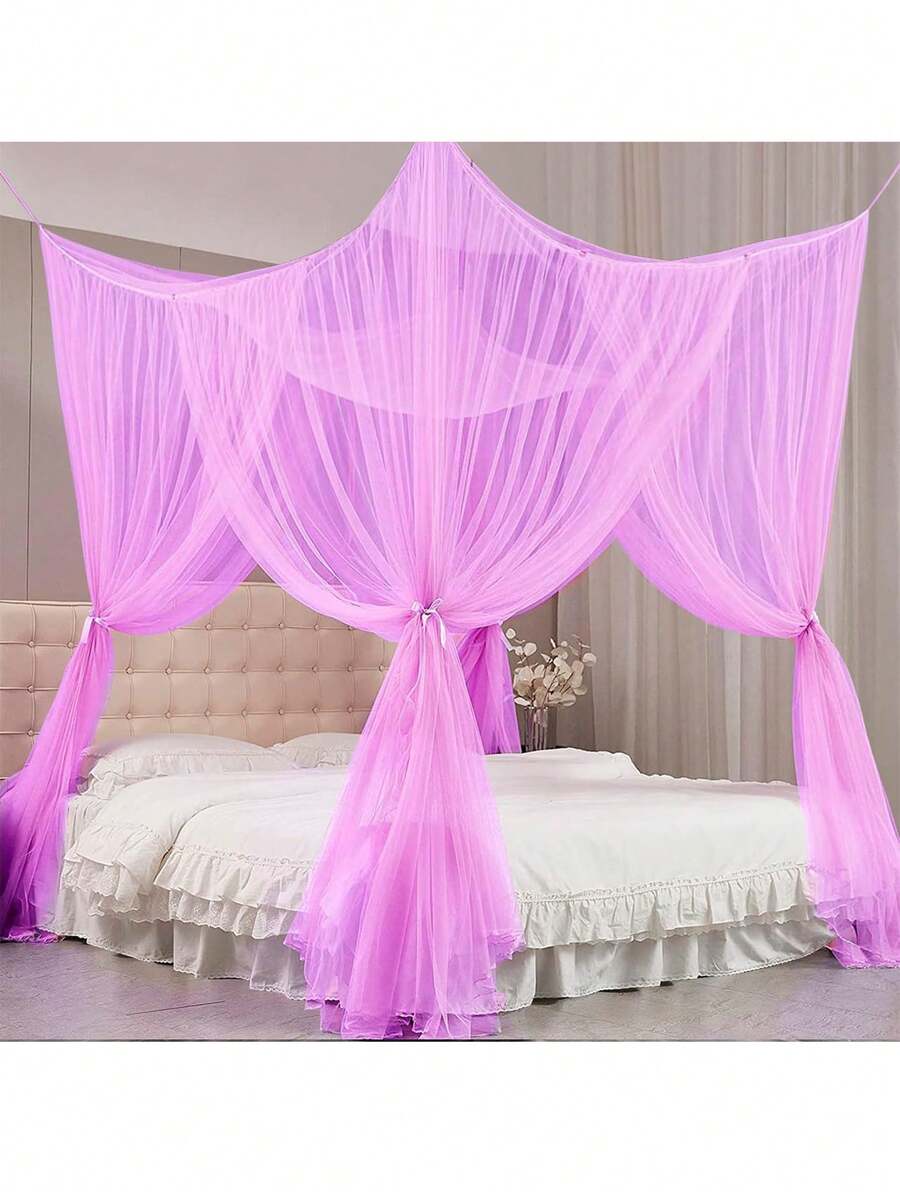 Mosquitero para Cama, Pabellón Mosquitero Toldo de Cuadrada Cúpula con Malla para King Queen y Cuna Size, Pabellones Anti-Insectos para Hogar y Camping - Morado - Ver 1