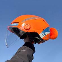 New Style Orange Ear Cute Decoration Doll Motorcycle Ski Electric Bike Helmet Ornament