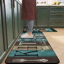 1pc Mint Green Bohemian Super Soft Microfiber Velvet Kitchen Rug, Non-Slip Cushioned Farmhouse Kitchen Mat, Bohemian Colorful Kitchen Rug, Modern Absorbent Non-Slip Kitchen Floor Mat, Runner Rug, Entryway Rug, Small Kitchen Rug, Kitchen Area Rug, Doormat, Foot Pad, Shoe Scraper Mat, Suitable For Floors, Comfort Standing Mat, Running Mat, Entryway Hallway Rug, Party Decor Carpet, Multiple Sizes Available