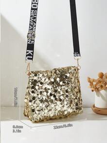 Bolso de hombro de mujer con lentejuelas, bolso de cubo pequeño de mujer tipo bandolera - Dorado - Ver 3
