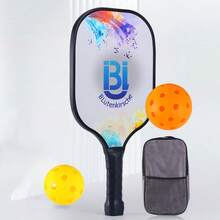 1pc Premium Adult Pickleball Paddle + Net Bag + 2 Pickleball Balls (26 Holes And 40 Holes), Solid Wood Face, Excellent Craftsmanship, Cold Press Technology