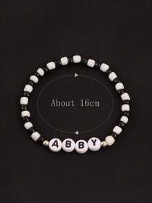 Customized Phone Lanyard, Fashionable Personalized Soft Clay Heart-Shaped Beaded Letter Bead Phone Lanyard, Black/White/Beige Bead Bracelet, Customizable Name, Slogan, Location, Date, Suitable For Birthday, Anniversary, Gift