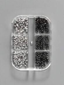 6 شبكات من الزخارف المعدنية الثلاثية الأبعاد بطراز Y2K، زخارف معدنية صغيرة بطراز بانك مستوحاة، إكسسوارات مسامير معدنية صغيرة فضية بتصميم صخري مميز، لوازم الأظافر DIY، أحجار كريمة للأظافر، لوازم مسامير الأظافر - متعدد الألوان - مشاهدة 6