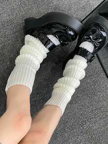 40cm Thick & Long Japanese Style Women's Knitted Leg Warmers, Thigh High Over The Knee Leg Warmers, Yoga Leg Warmers, Autumn/Winter, Cozy