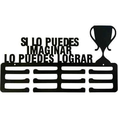 ¡RecomendadoMedallero para Pared Color Negro, Colgador para medallas de Metal con 12 Ganchos¡Top de Temporada