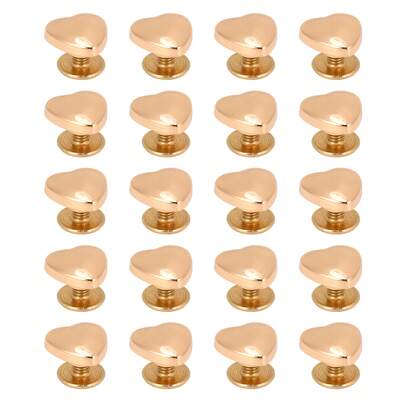20 x 12 mm hartvormige klinknagels met schroeven - Gouden leren knopenset voor het repareren en decoreren van leerprojecten