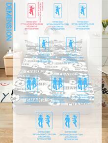 3PCS Black And White Football Fitted Sheet Set Bedding Set Queen Size Soft And Comfortable Decoration For Bedroom Guest Room And Dorm Bedding Mattress Cover 100% Polyester For Sizes 71 * 132/90 * 190/99 * 190/90 * 200/138 * 190 And Above, Only One Pillowcase Will Be Provided. )For Other Sizes, Two Pillowcases Will Be Provided - Multicolor - View 3