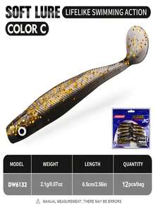 12-Pack TACKLEPIONEER T-Tail Soft Bait Lures | Two-Color Realistic PVC Lures - Slow Sinking And Bite-Resistant Design, Multiple Realistic Colors, Suitable For Bass, Rainbow Trout, Pike, Perch, And Sea Bass - Good Casting Performance, PVC Material, Suitable For Both Freshwater And Saltwater Fishing.