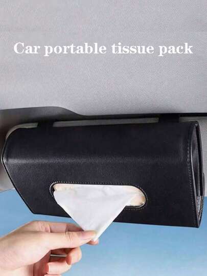 Square Tissue Box, Plastic Car Sun Visor Storage Box, Car Tissue Pack, Car Tissue Storage Box, PU Leather Napkin Storage Box, Universal Sun Visor Tissue Box, Suitable For Car Interior Accessories, Storage Accessories, Car Supplies.