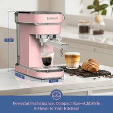 Laekerrt Máquina de café exprés profesional de 20 bares con espumador de leche casera de acero inoxidable para capuchino y café con leche regalo para mujeres esposa hija o mamá color rosa - Tipo de Enchufe A USA (110-127V) - Ver 2