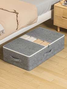 1pc Flat Drawer-Style Under Bed Storage Bag, Large Capacity, Moisture-Proof Storage Box For Clothes And Pants, Foldable Design To Save Space, Transparent Window, Quality Fabric, Reinforced Handle, Double-Sided Zipper, Gray Color, Suitable For Holiday And Room Decor - L - View 2