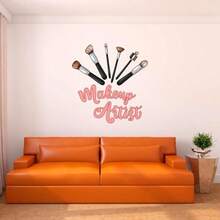 Calcomanía de pared para artista de maquillaje, bonita pegatina de pared para artista de maquillaje, texto bonito extraíble, tamaño: 27 pulgadas de ancho x 30 pulgadas de alto(36 In x 40 In multi) - Multicolor - Ver 1
