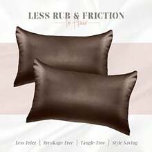 Elegant Comfort - Juego de Funda de Almohada de satén de 2 Piezas para una Piel y Cabello más saludables, Cierre de Cierre Oculto y bellamente empaquetado, Juego de Funda de Almohada de satén, tamaño(Marrón Chocolate King) - Multicolor - Ver 6