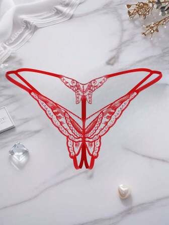 AB. Sexy Lingerie Large Size Sexy Embroidered Open Crotch Thong Women's Underwear Sexy Transparent Non Slip T Pants