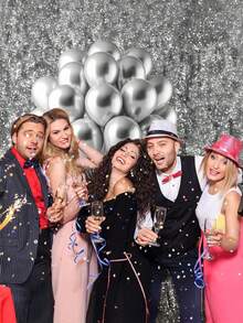 10/20/30/40/50个银色金属气球派对套装，适用于生日、婚礼、迎婴派对、周年纪念日和节日装饰，可用于气球拱门、性别揭晓派对、单身派对装饰。优质闪亮银色气球可用作拍照背景和派对用品，专为DIY气球布置而设计。 - 銀色 - 查看 7