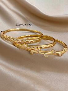 18K镀金防褪色奢华星形锆石手镯套装，女士优雅甜美礼物，圣诞节嘉年华冬季珠宝，婚礼狂欢/舞会/派对/日常配饰，周年纪念日情人节波西米亚风珠宝生日伴娘礼物 - 彩色 - 查看 4