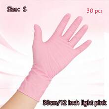 30pcs Pink 12-Inch High Quality, Durable, Thick Nitrile Disposable Gloves, Waterproof, Ideal For Kitchen, Dishwashing, Cleaning, Tattoo, Salon, Hair Dye, Hotel, Pet Care, Household Cleaning - 12-inch Pink (30 Pieces) - View 12
