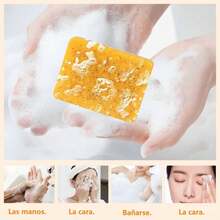 Jabón, jabón artesanal, jabón granulado, limpieza profunda, con ácido kójico, cúrcuma y limón, adecuado para aclarar manchas oscuras y apto para todo tipo de pieles. - Amarillo - Ver 5