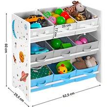 Garage Integrated Storage RacksSONGMICS UGKR33WT - Estante de almacenamiento infantil para juguetes y libros con 9 cajas íbles - como en la foto - Ver 3