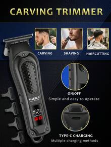 HIENA 3pcs/2pcs/1pc Multi-Functional Household Hair Tools, Mini Barber Supplies, Adjustable Cordless Hair Clippers For Men, Portable Beard Trimmers Electric Shavers, USB Charging & ABS Body, Father's Day/Christmas Men's Gifts