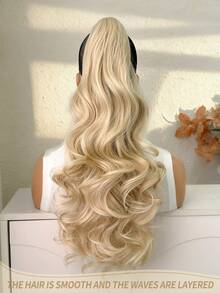 HEYPINK Wig Ekor Kuda Sintetis Serat Tahan Panas Bergelombang Panjang 24 Inci, Aksesori Rambut Ekor Kuda Cakar Emas, Cocok untuk Wanita untuk Natal, Halloween, Festival Musik, dan Penggunaan Sehari-hari - Emas - View 6