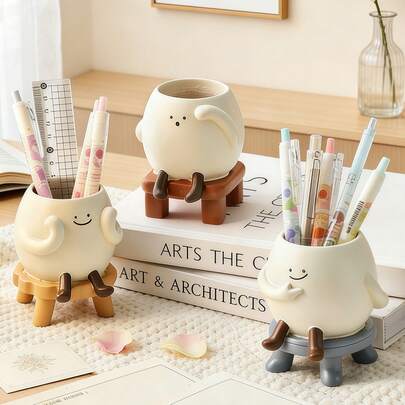 Hộp đựng bút hoạt hình dễ thương - Hộp đựng văn phòng phẩm đa năng để bàn, thiết kế đáng yêu với hình tượng hoạt hình màu trắng sống động, đường nét chân mềm mại, lý tưởng để đựng bút bi, bút chì, bút dạ, bút highlight, v.v. Vật trang trí bàn làm việc hoàn hảo cho học sinh, nhân viên văn phòng, học tập tại nhà và không gian làm việc, thêm phần thú vị và quyến rũ cho không gian của bạn đồng thời giữ cho bàn làm việc gọn gàng. Cũng thích hợp để trang trí phòng, nhà và văn phòng.
