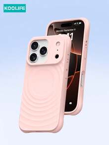 Koolife 磁吸式全包保护壳,适用于苹果 17 Pro,流水波纹图案,触感柔软,植绒内衬,兼容 17 Pro Max/17/17 Pro/16/16 Pro/16 Pro Max/16e - 粉色 - 查看 2