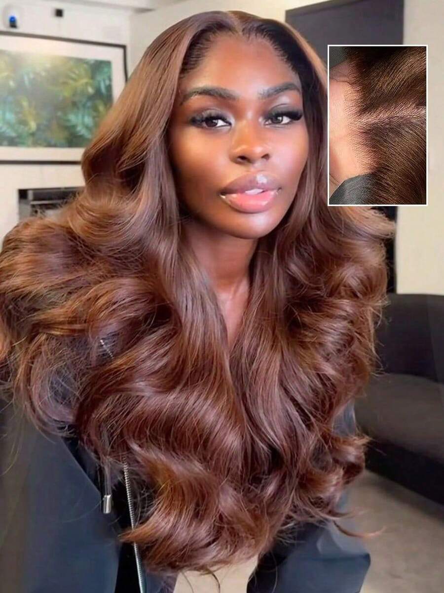 KGIFH 36 Inch Drawstring 360 Lace Wig Human Hair Invisi Strap 250 Density 99J Burgundy Body Wave 13x6 HD Lace Front Wigs Human Hair Pre Plucked Human Hair Lace Wig Glueless Chocolate Brown 13x4 Body Wave Frontal Wigs Human Hair For Women With Baby Hair 99J Color - S4 - Xem 1