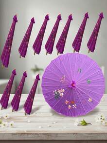 Paquete de 10 sombrillas de bambú para decoración de bodas, ideales para decoraciones y accesorios de festivales y bodas. Sombrillas de novia tradicionales hechas a mano, elegantes accesorios para fotos y fiestas. - Morado Violeta - Ver 3